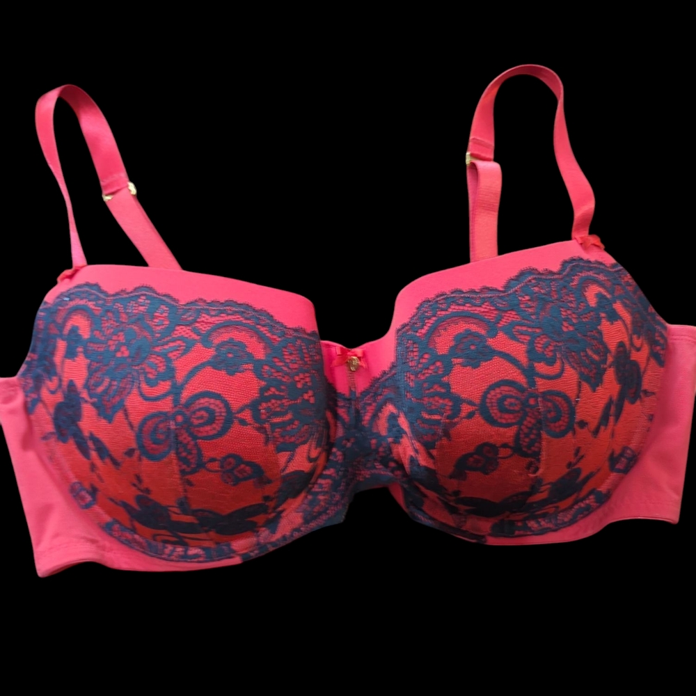 Cacique Red and Black Lace Bra with Molded Cups 44DDD